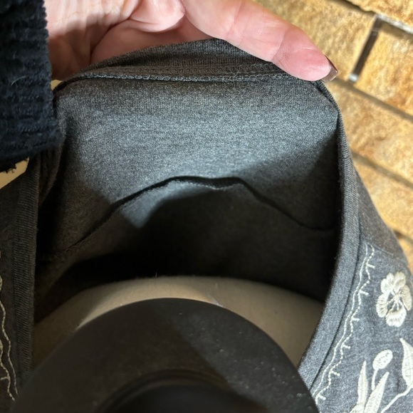 NWT Gray Embroidered Top with Bell Sleeves - Picture 9 of 16